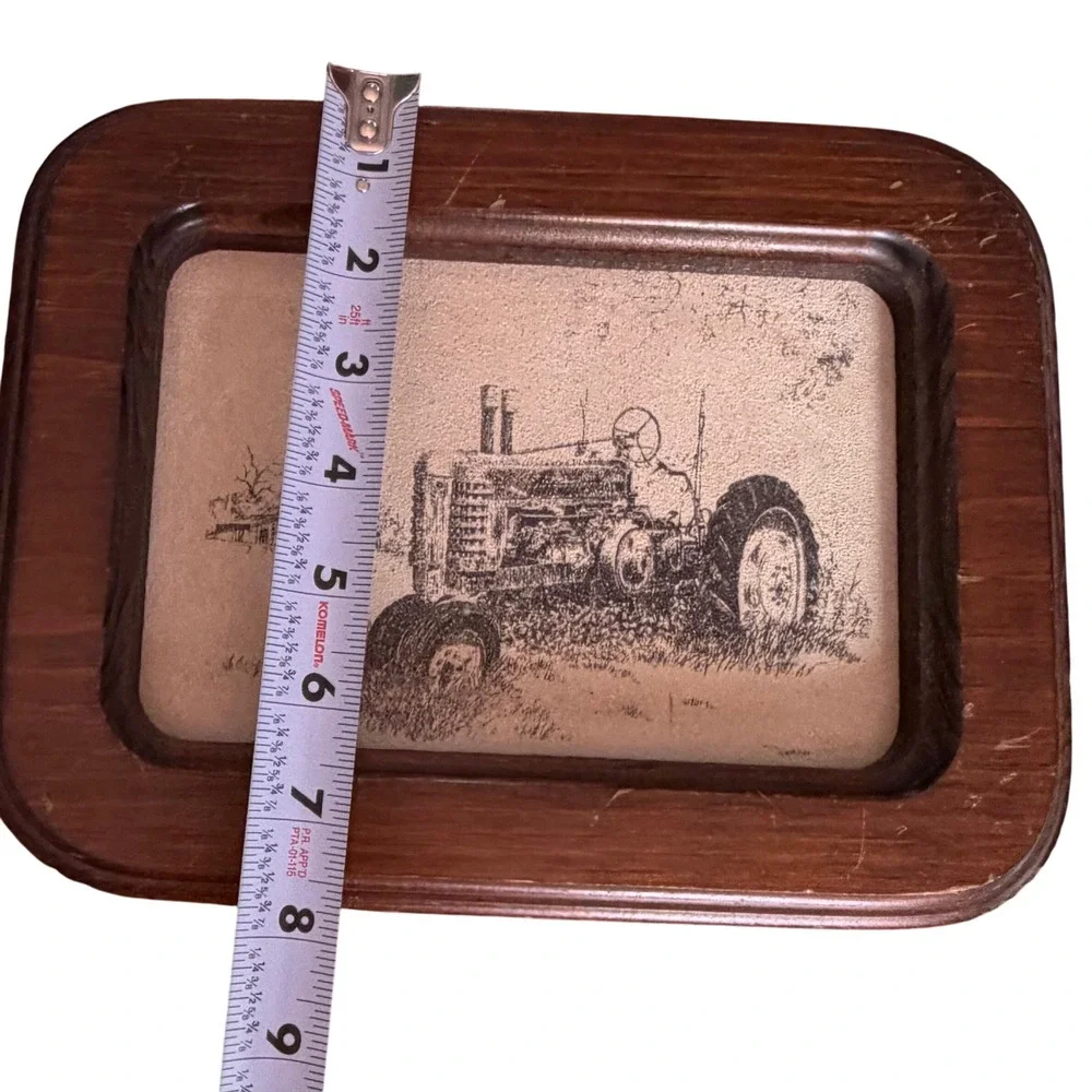Vintage Leather Art Print Farmer Tractor Rural Americana Wood Framed‎ Wall Art
